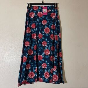 Floral Maxi Skirt in Blue and Pink